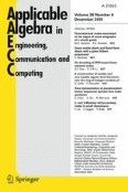 Applicable Algebra in Engineering, Communication and Computing 6/2015