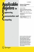 Applicable Algebra in Engineering, Communication and Computing 1/2016