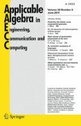 Applicable Algebra in Engineering, Communication and Computing 3/2017