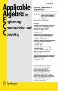 Applicable Algebra in Engineering, Communication and Computing 4/2017
