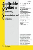 Applicable Algebra in Engineering, Communication and Computing 1/2018
