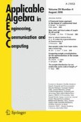 Applicable Algebra in Engineering, Communication and Computing 4/2018