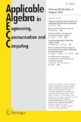 Applicable Algebra in Engineering, Communication and Computing 4/2019