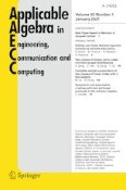 Applicable Algebra in Engineering, Communication and Computing 1/2021