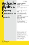 Applicable Algebra in Engineering, Communication and Computing 4/2021