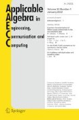 Applicable Algebra in Engineering, Communication and Computing 1/2022