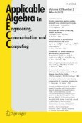 Applicable Algebra in Engineering, Communication and Computing 2/2022