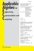Applicable Algebra in Engineering, Communication and Computing 6/2022