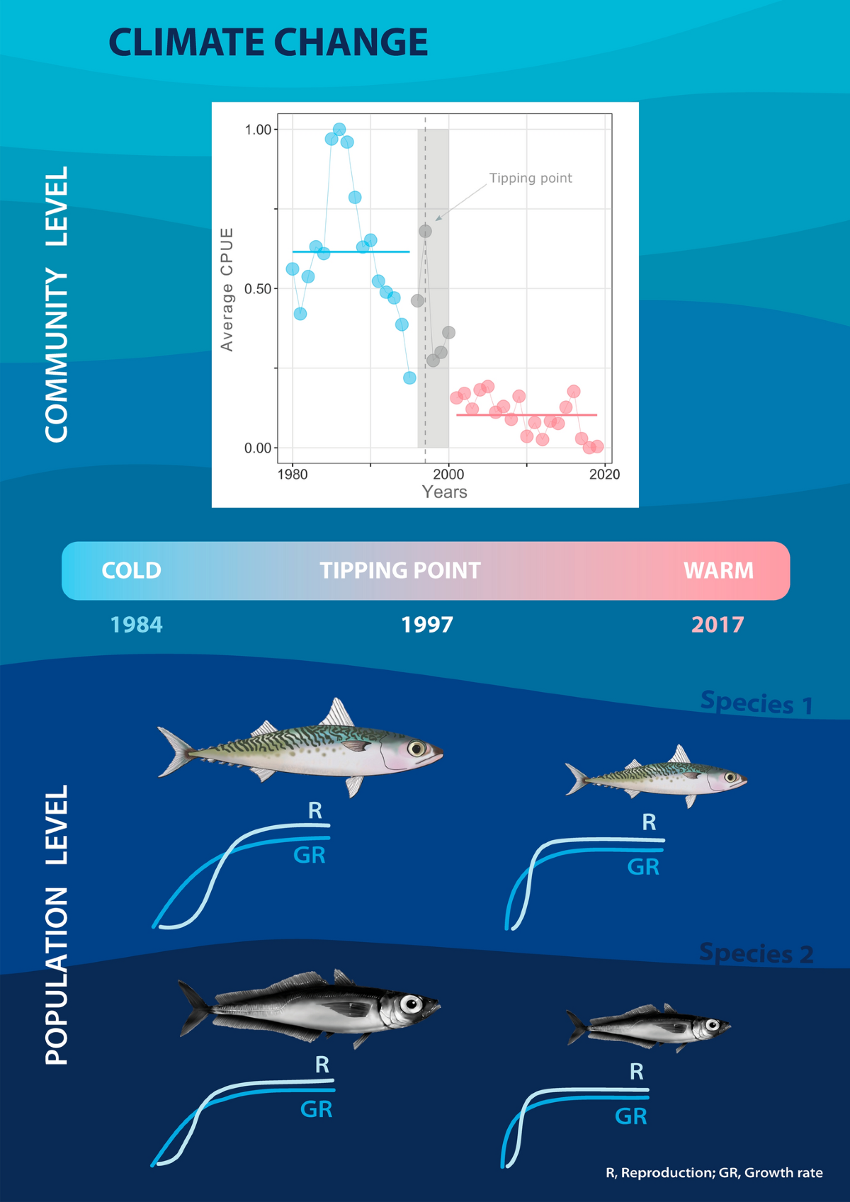 Rising temperatures, falling fisheries: causes and consequences of 