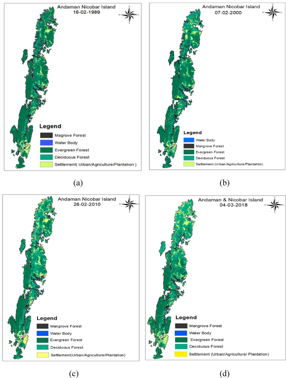 Island topography creates distinct zones - coastal mangroves, hill evergreens, and slope deciduous forests