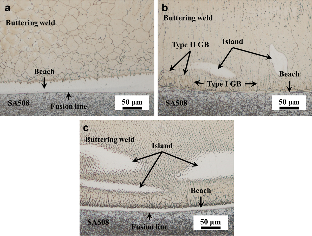 Nuclear weld types table SA-508 Inconel 82 stainless overlay