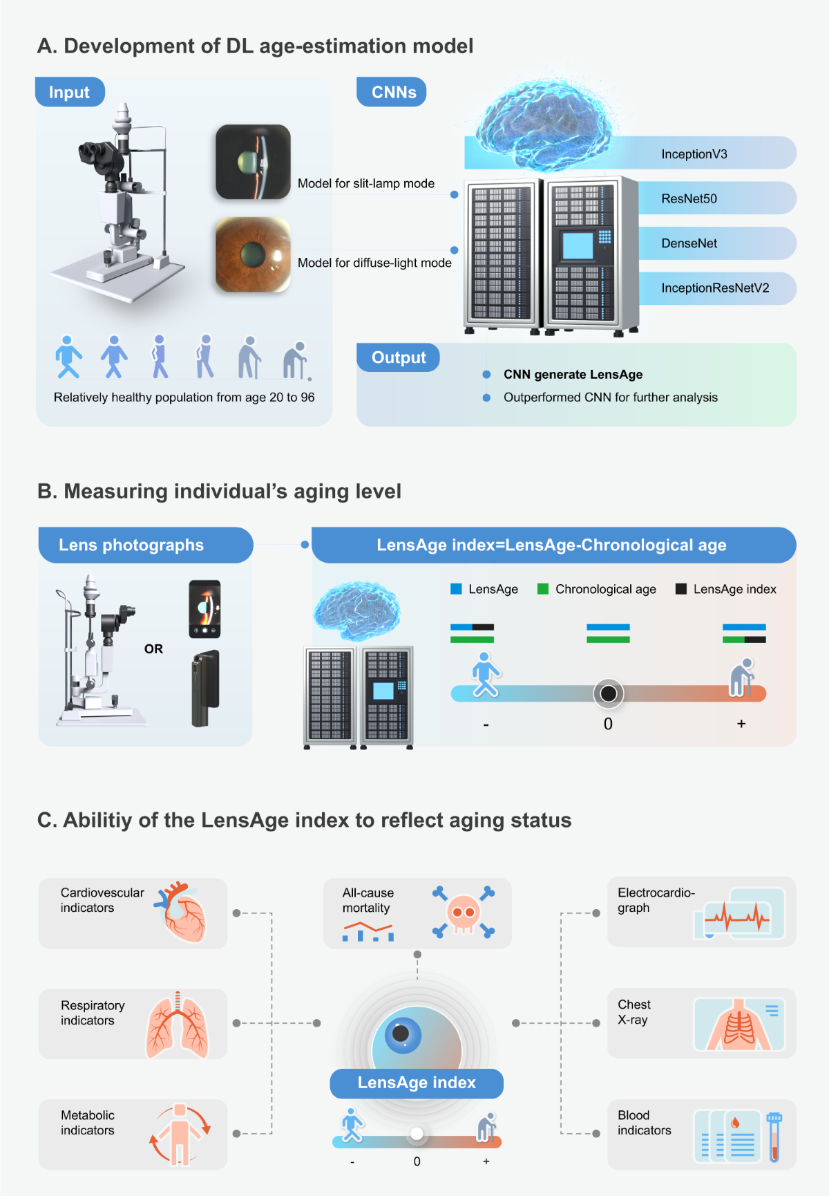 LensAge index as a deep learning-based biological age for self 