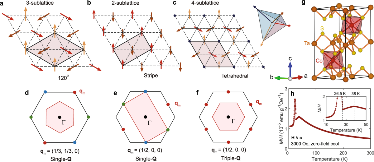 Tetrahedral triple-Q magnetic ordering and large spontaneous Hall  