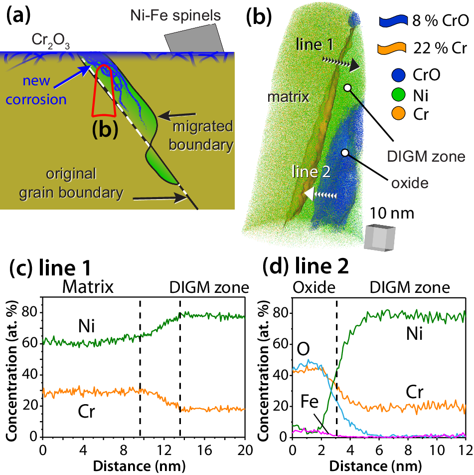 Intergranular corrosion of Ni-30Cr in high-temperature hydrogenated water  after removing surface passivating film | npj Materials Degradation