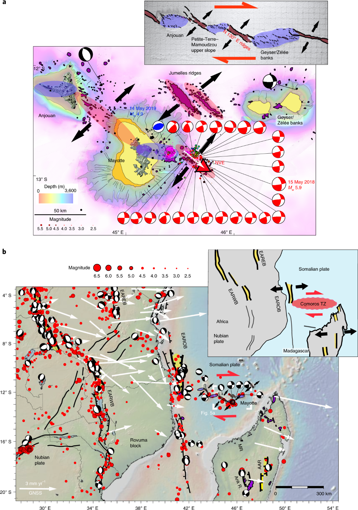 Birth of a large volcanic edifice offshore Mayotte via lithosphere-scale  dyke intrusion | Nature Geoscience