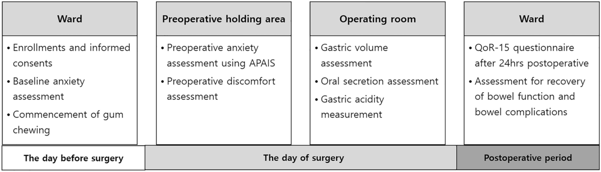 Anxiolytic effects of chewing gum during preoperative fasting and  patient-centered outcome in female patients undergoing elective gynecologic  surgery: randomized controlled study