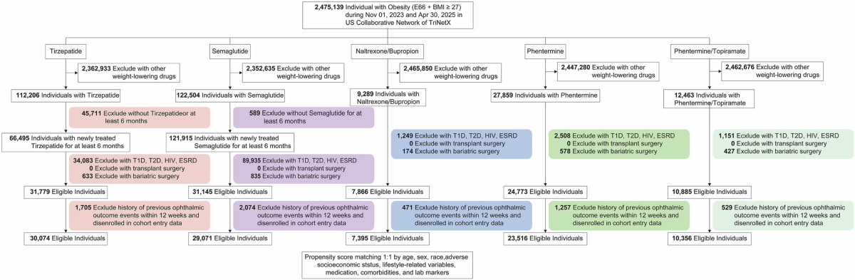Comparative ocular outcomes of tirzepatide versus other anti-obesity  medications in people with obesity