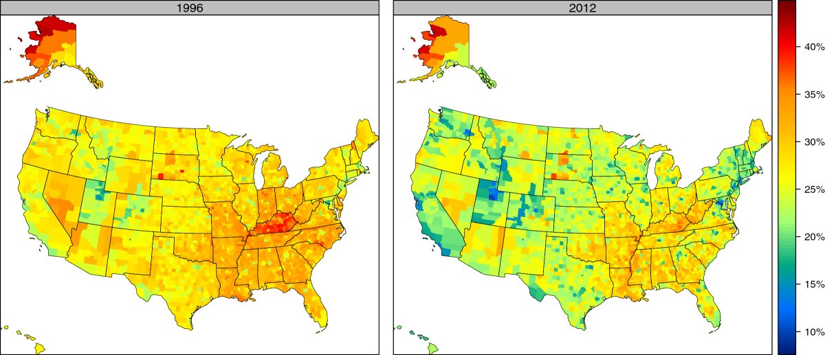 cigarette smoking rates by state Cigarette smoking prevalence in US counties: 1996-2012 | Population Health  Metrics