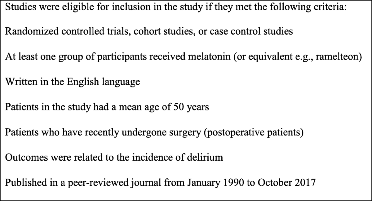 Melatonin for the prevention of postoperative delirium in older 