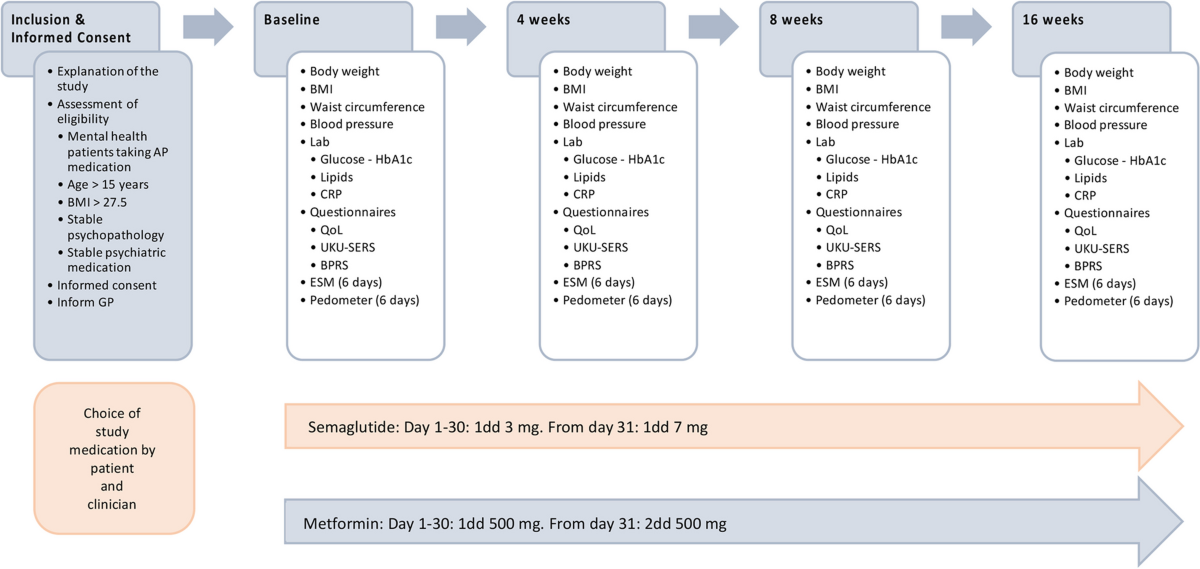 semaglutide with metformin for weight loss Management of obesity with semaglutide or metformin in patients with  antipsychotic-induced weight gain (MOSA): a non-randomised open-label pilot  study | BMC Psychiatry