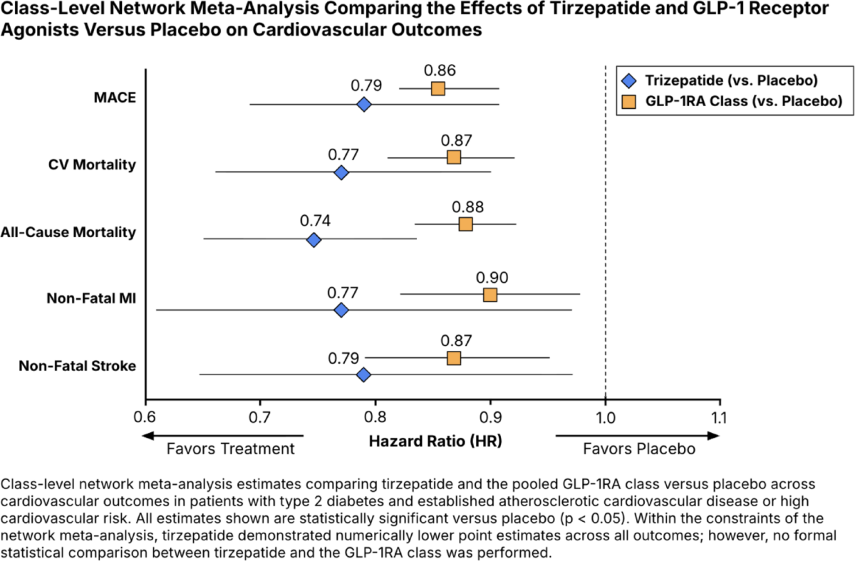 Comparative efficacy of tirzepatide and glucagon-like peptide-1 receptor  agonists on cardiovascular outcomes in patients with type 2 diabetes: a  systematic review and network meta-analysis | Cardiovascular Diabetology