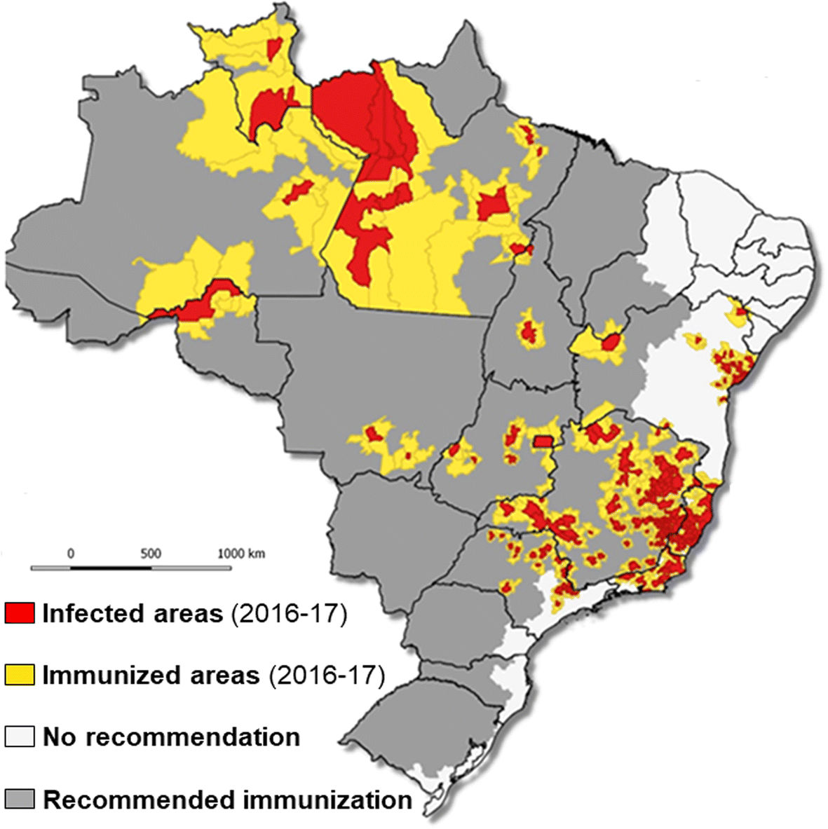 Yellow fever in Africa and the Americas: a historical and epidemiological  perspective | Journal of Venomous Animals and Toxins including Tropical  Diseases, image size:1181x1183