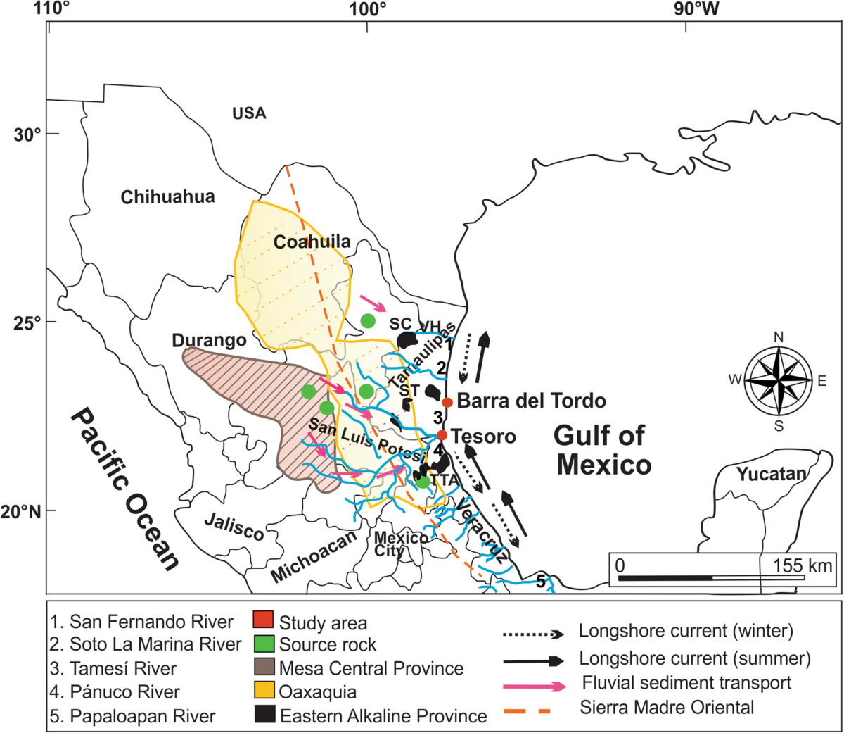 Provenance of sediments from Barra del Tordo and Tesoro beaches, Tamaulipas  State, northwestern Gulf of Mexico | Journal of Palaeogeography | Springer  Nature Link