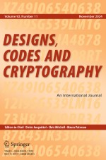 Designs, Codes and Cryptography 11/2024