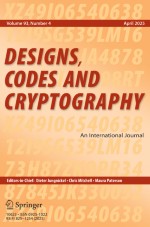 Designs, Codes and Cryptography 4/2025