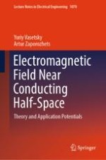 Electromagnetic Field of Arbitrary Spatial Current Contour Located Near Conducting Body with Flat Surface