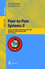 Workshop Report for 2nd International Workshop on Peer-to-Peer Systems (IPTPS ‘03) 21-22 February 2003 – Claremont Hotel, Berkeley, CA, USA