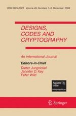 Designs, Codes and Cryptography 1-3/2008
