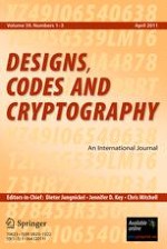 Designs, Codes and Cryptography 1-3/2011