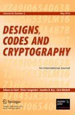 Designs, Codes and Cryptography 2/2012