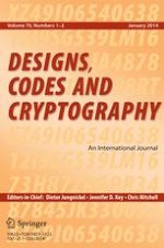 Designs, Codes and Cryptography 1-2/2014