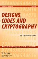 Designs, Codes and Cryptography 1/2015