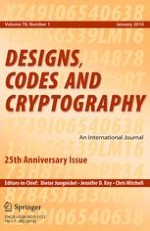 Designs, Codes and Cryptography 1/2016