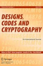 Designs, Codes and Cryptography 1/2016