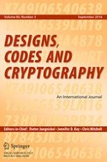 Designs, Codes and Cryptography 3/2016