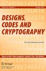 Designs, Codes and Cryptography 1/2016