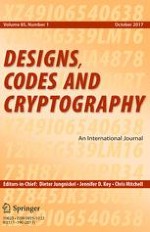 Designs, Codes and Cryptography 1/2017