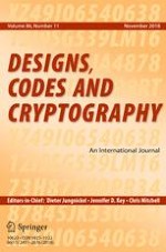 Designs, Codes and Cryptography 11/2018