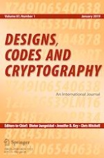 Designs, Codes and Cryptography 1/2019