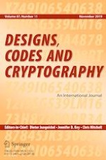 Designs, Codes and Cryptography 11/2019