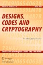 Designs, Codes and Cryptography 2-3/2019