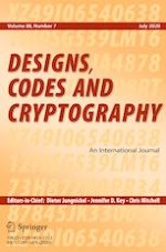 Designs, Codes and Cryptography 7/2020