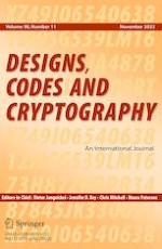 Designs, Codes and Cryptography 11/2022