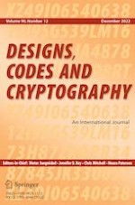 Designs, Codes and Cryptography 12/2022