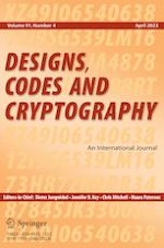 Designs, Codes and Cryptography 4/2023