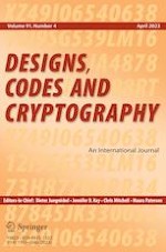 Designs, Codes and Cryptography 4/2023